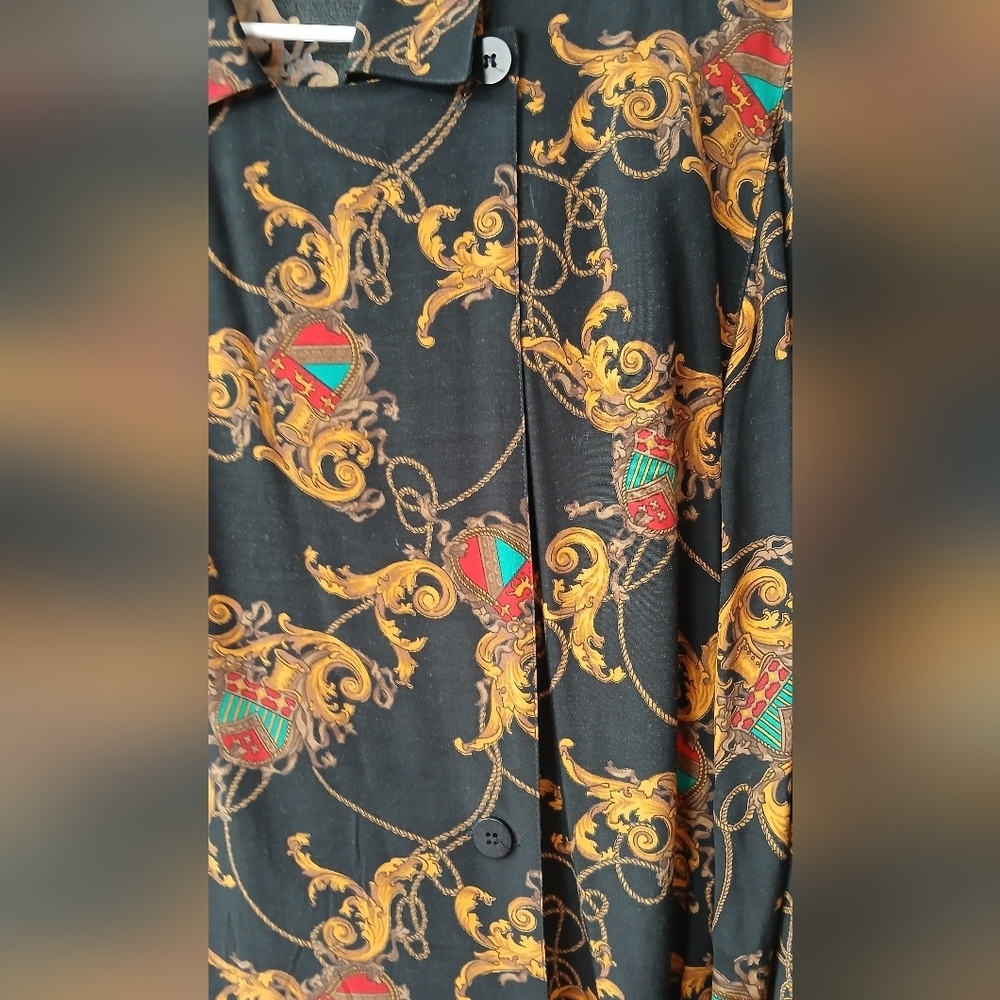 Vintage Jones New York Baroque Shirt Women 10 Old Money Dark Academia Equestrian - Picture 2 of 7